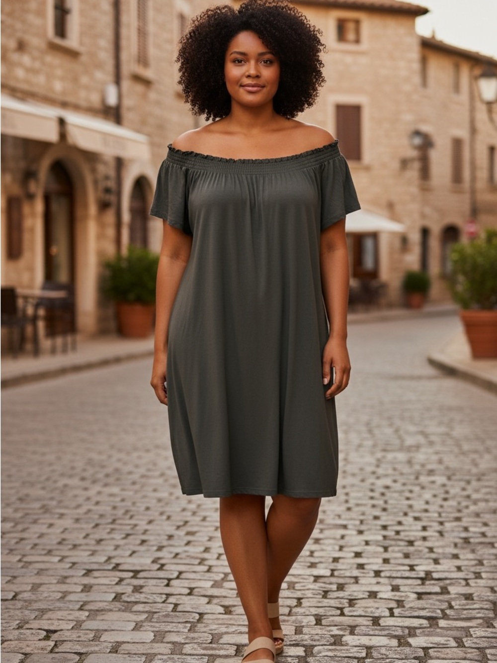 Mossimo Supply Co. Off-the-Shoulder Dress in Olive